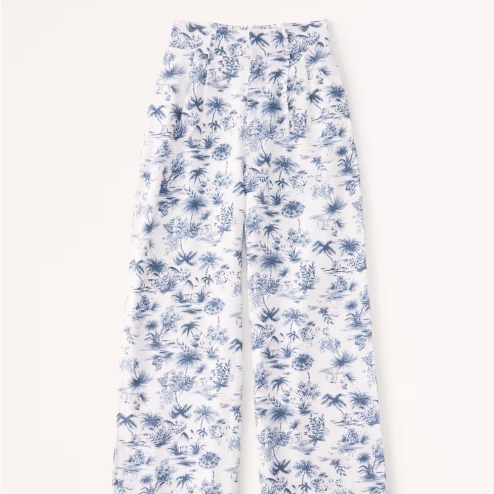 Abercrombie & Fitch Tailored Linen Blend Wide Leg Pant